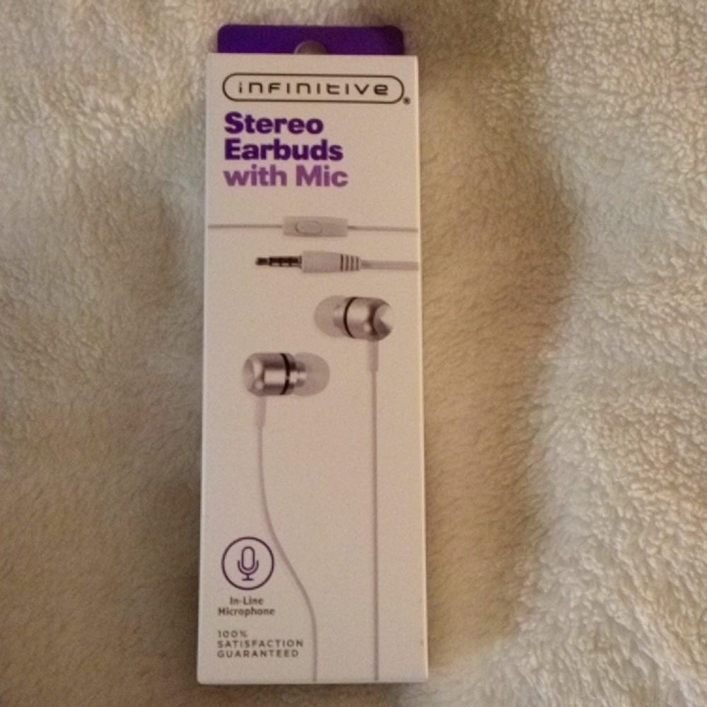 INFINITIVE STEREO EARBUDS WITH MIC. NEW!